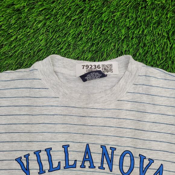 Vintage 90s Villanova Stripes Shirt S/M 19x26 Gray - Picture 10 of 13